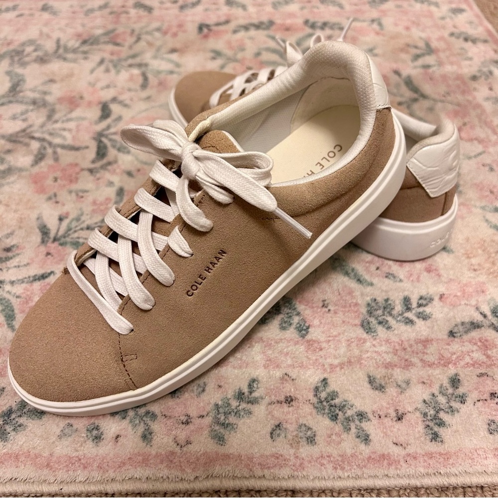 Cole Haan Women's Suede Sneaker in Taupe 7.5